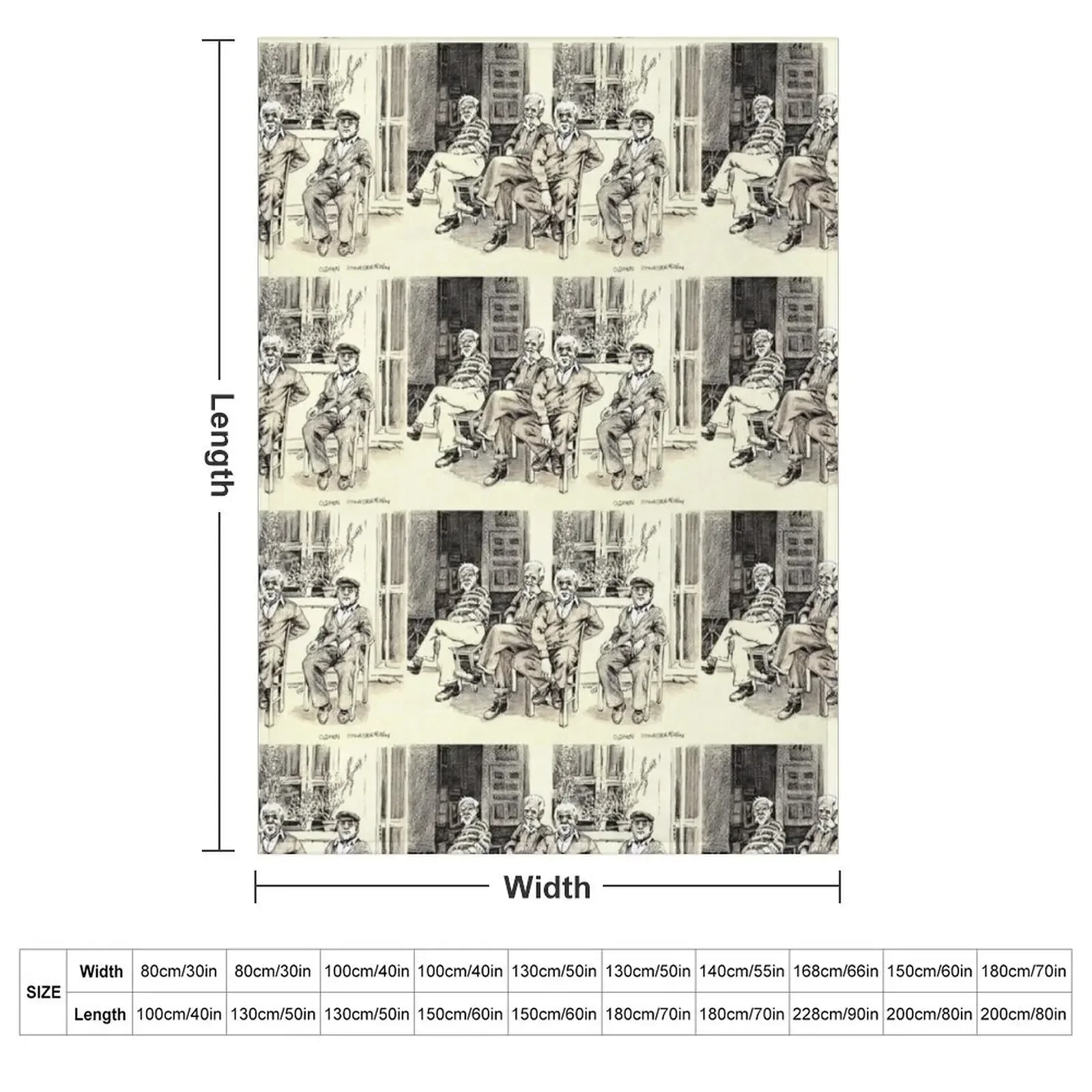 Четыре старых мужчин сидящих на улице - рисунок ручки Дон Сильвесте пледы одеяла