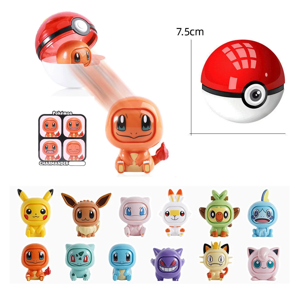 

Pokemon Face-changing doll Set TAKARA TOMY Pocket Monster Pet Pokeball Pikachu Anime Figure Model Dolls Kids Gift