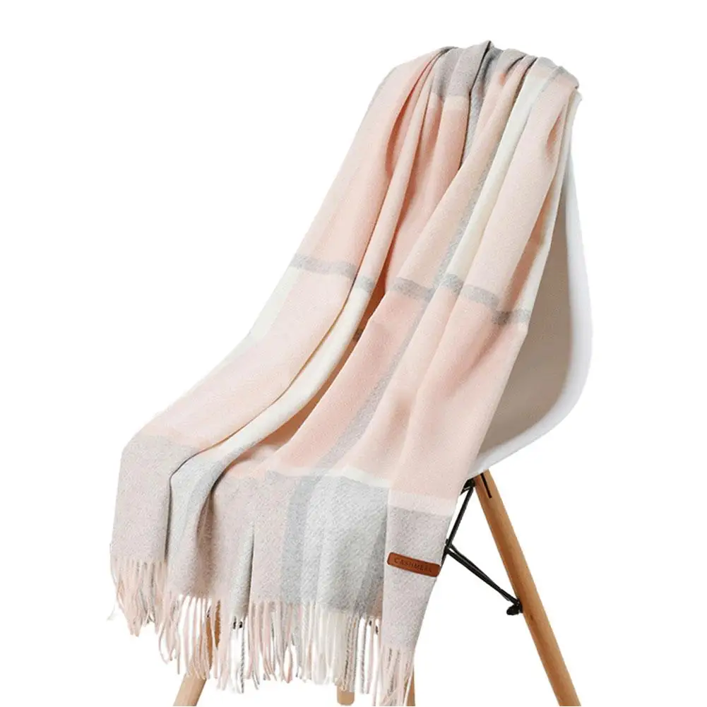 Шерстяной шарф в клетку зимние шарфы-пончо теплый одеяло кашемировые женские