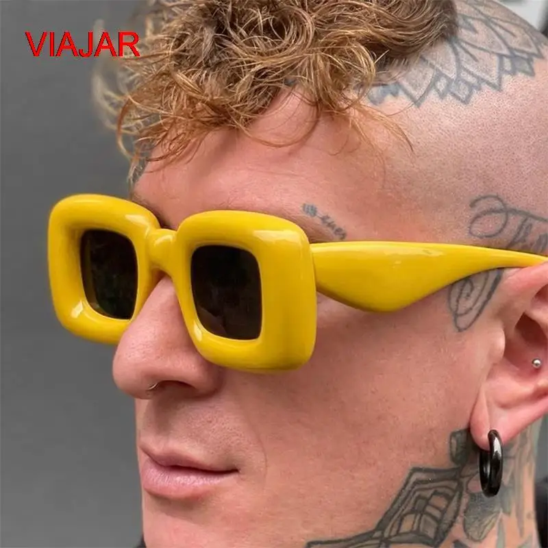 

Retro Y2K Square Women Sunglasses Men 2023 Fashion Punk Designer Glasses Inflatable Square Sun Glasses Shades gafas de sol