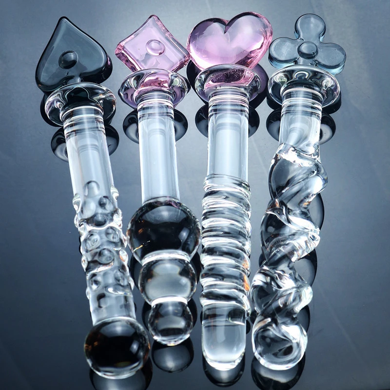 

New 4 Styles Crystal Glass Dildo Poker Shape Vaginal Anal Butt Plug Self Comfort Masturbator Anal Beads Sex Toys For Woman Men