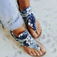 comemore women summer flip flops sandals flowers print zipper sandal flat open toe outdoor shoes ladies ankle strap sandalias 43