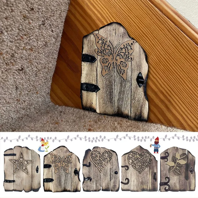 

5 шт., декоративные резная миниатюрные двери для сада