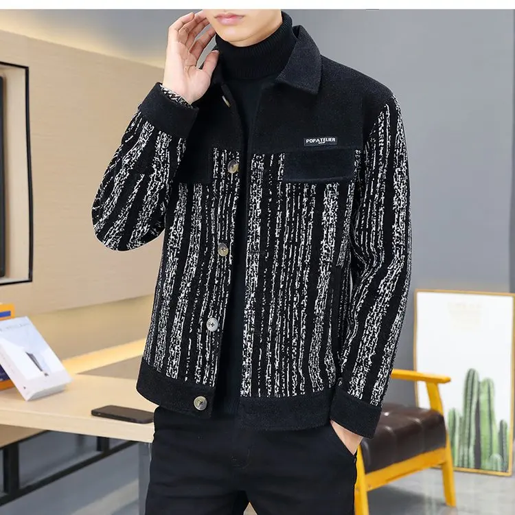 

Модная мужская куртка с коротким теплым отложным воротником мужская одежда