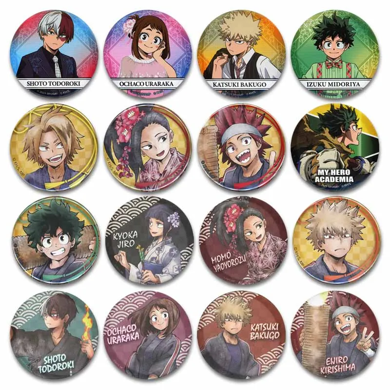 Japanese Anime My Hero Academia Brooch on Backpack Katsuki Bakugou Izuku Ochako Shoto Icon Badge Cartoon Enamel Pin Accessories