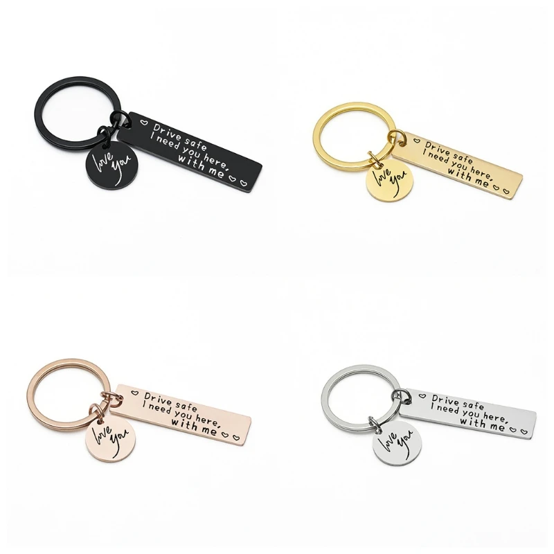 

Driving Safety Keychain-Drive Safe I Need You Here with Me Black Keyring Birthday Valentine's Day Gift for Boyfriend