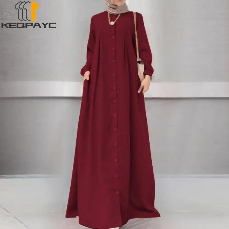 New 2023 Muslim Women Dubai Abaya Long Dress Kaftan Islam Arab Vintage Solid Loose Dresses Robe Middle East Ramadan Eid Clothing