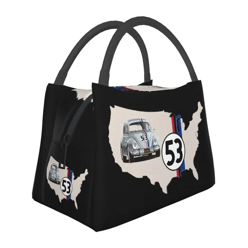 

Herbie 53 Classic Racing Car Logo Insulated Lunch Bags for School Office Portable Thermal Cooler Lunch Box Women