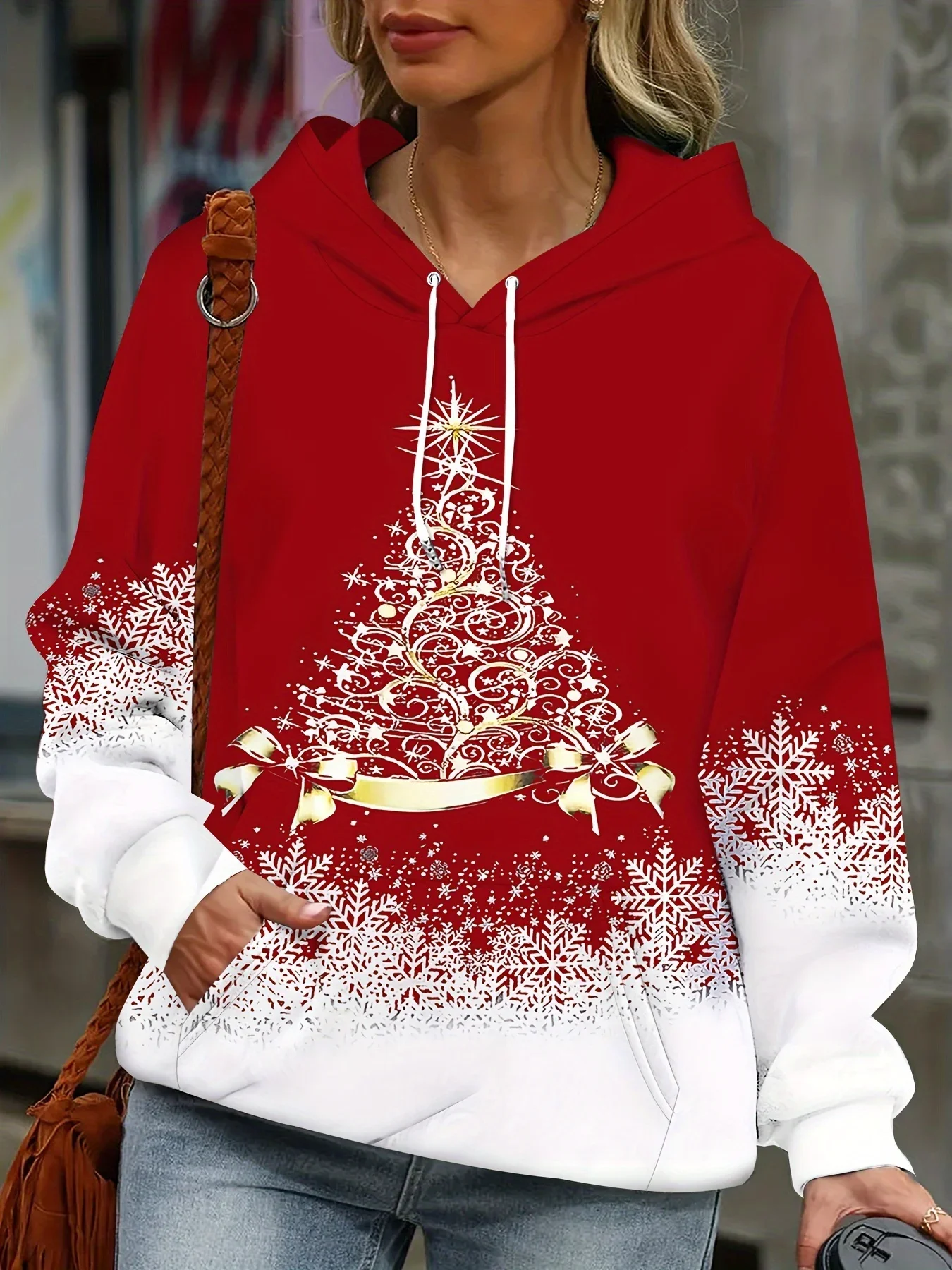 Женские толстовки с капюшоном на рождественскую тему уличная одежда со