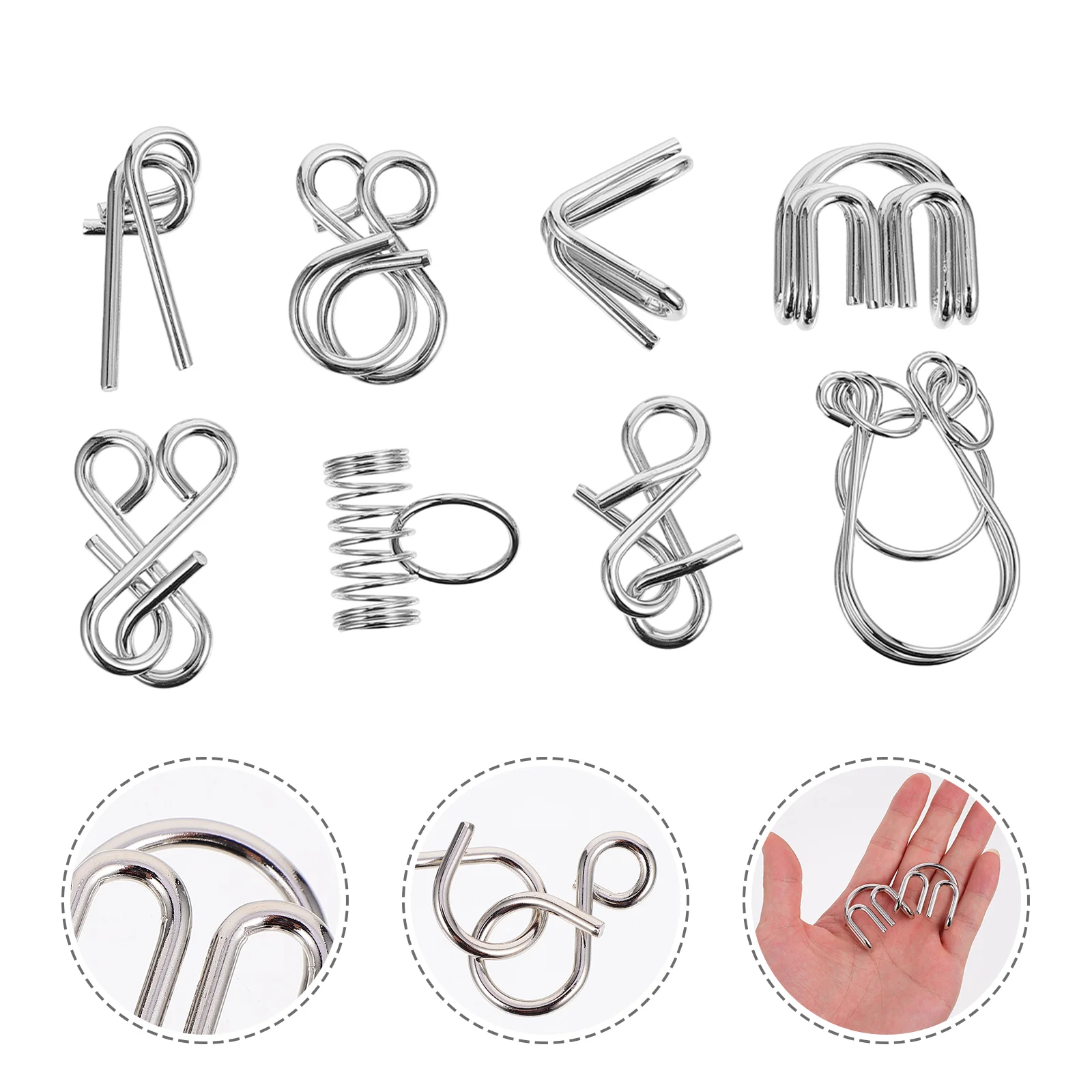 

2 Sets Adult Puzzle Unlock Toys Intellectual Nine Rings Brain Teaser Interlock Game Stainless Steel Disentanglement