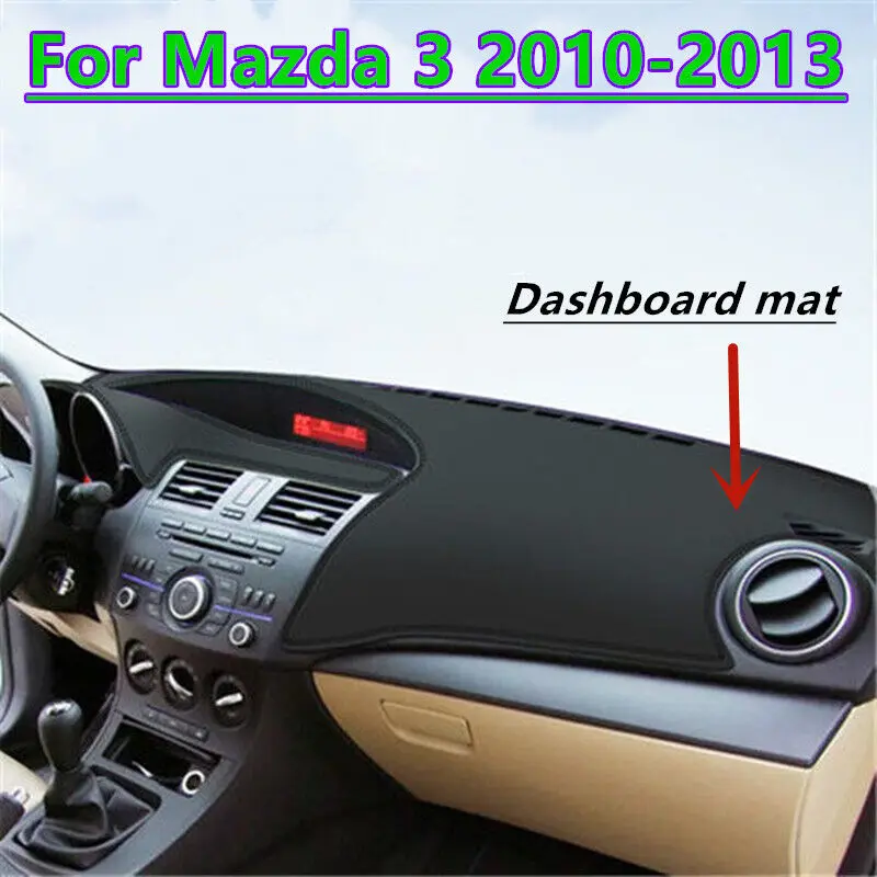 Car Dashboard Cover Dash Protector Mat Fit for Mazda 3 2010 2011 2012 2013 Left Hand Drive Black PU Leather