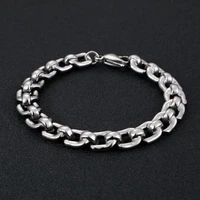 haoyi stainless steel link chain bracelet for men fashion punk rock metal jewelry gift