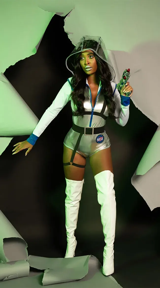 Хэллоуин сценическое представление космонавт косплей комбинезон серебряный