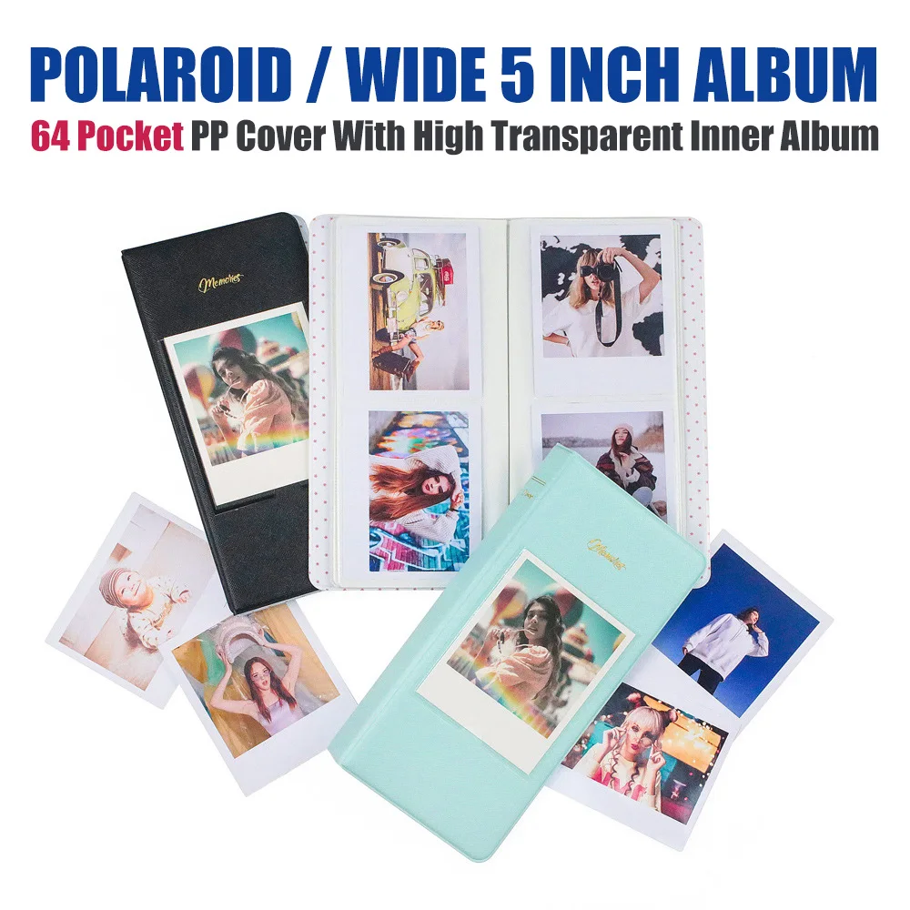 

64 Pockets for Polaroid Film 600 Itype Fujifilm Instax Wide 210 W300 link Wide Photo Paper Album Storage Souvenir Book