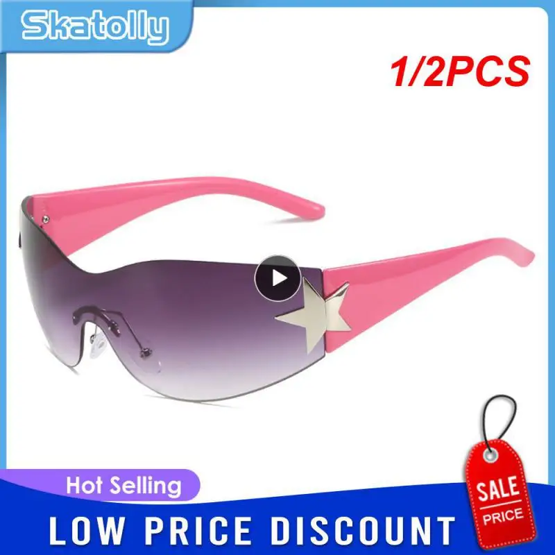 

Солнцезащитные очки в стиле панк для мужчин и женщин, роскошные спортивные брендовые дизайнерские слитные солнечные очки Y2K с защитой UV400, 1/2 шт.