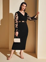 toleen clearance price women plus size large maxi dresses 2022 new chic elegant black long sleeve evening party wedding clothing