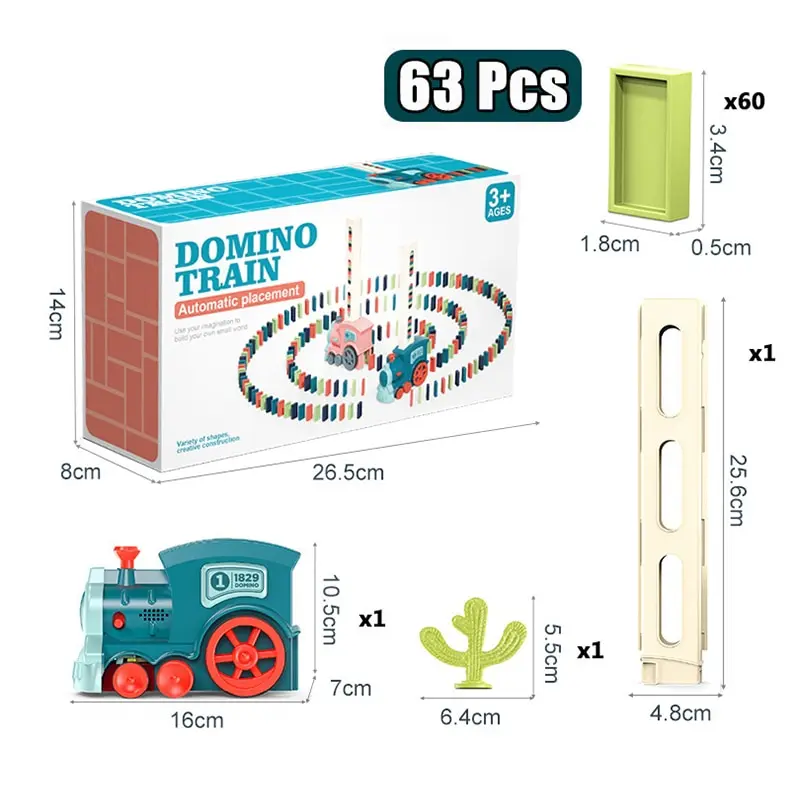 Automatic Laying Domino Train Electric Car Brick Blocks Kits Creative Games Intelligence Educational DIY Toys Kids Birthday Gift images - 6