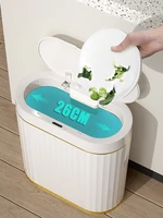 bathroom trash can with lid waterproof automatic garbage can small plastic sensor trash bin for bedroom bathroom kitchen office