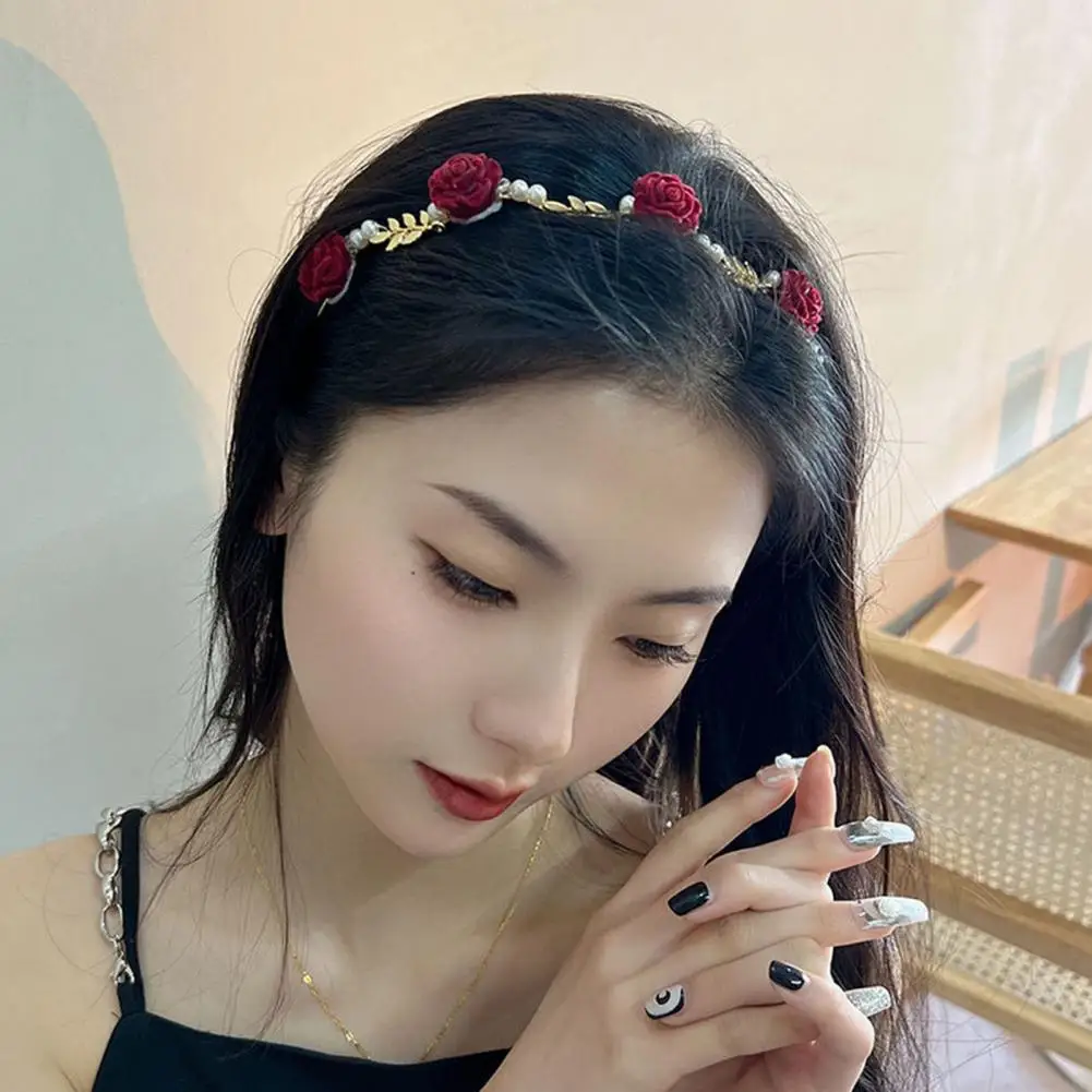 

Sweet Rose Headband Glossy Stainless Women Headwear Princess Style Women Headwear