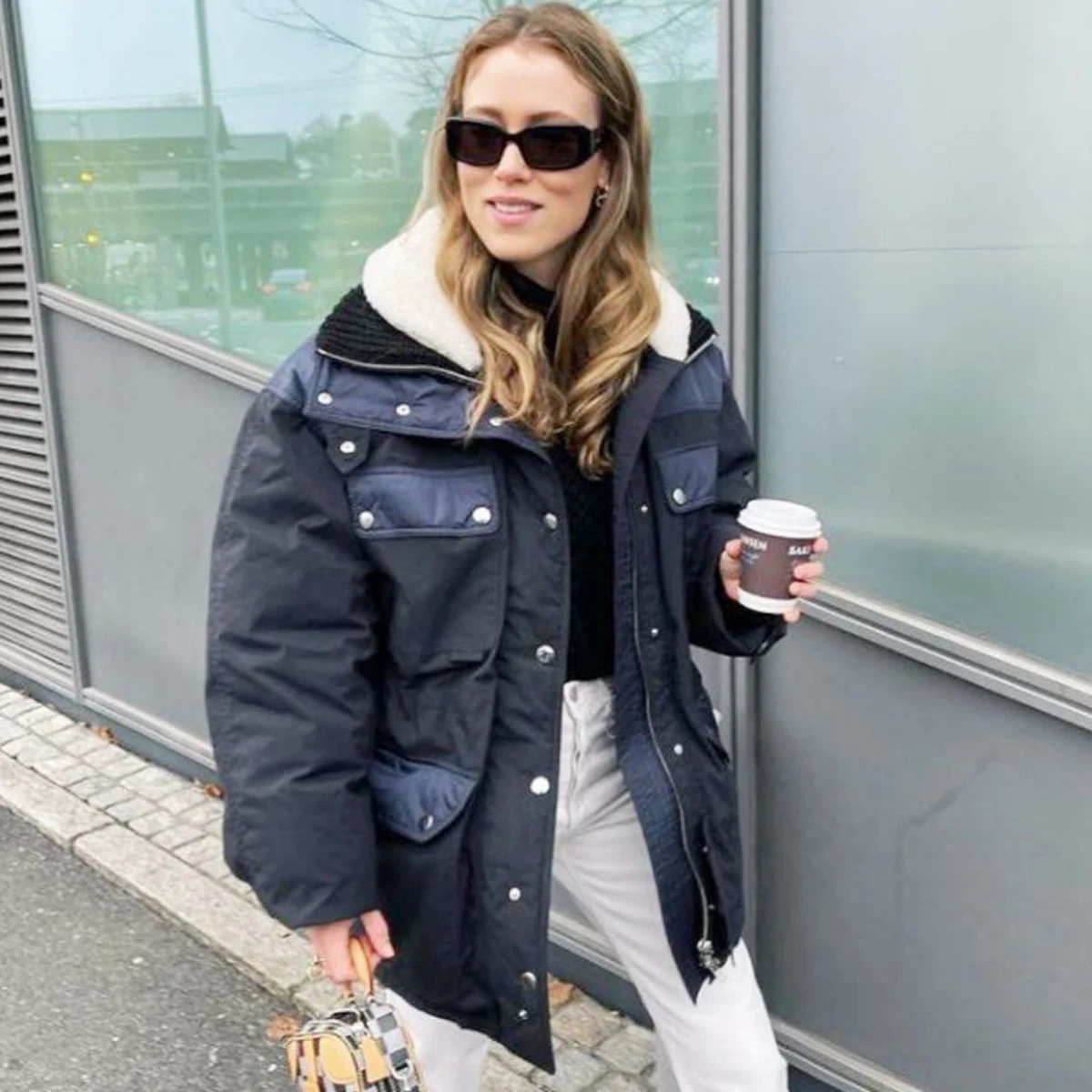 

Пуховик женский с карманами, однобортный белый гусиный пуховик, повседневная винтажная теплая верхняя одежда, на зиму