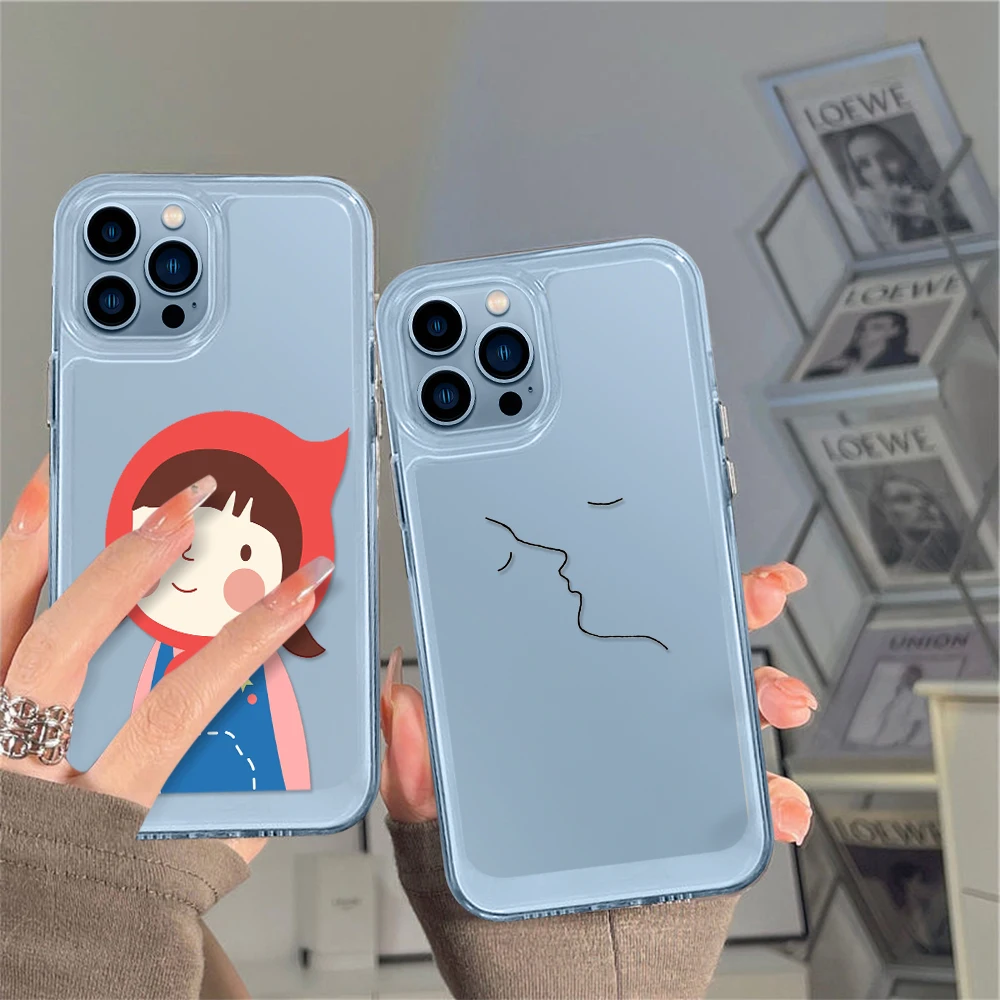 

Cute Cartoon Case for iPhone 14 13 12 11 Pro Max Mini XS XR X Clear Shell Back Cover for iPhone14promax Capa Protection Fundas
