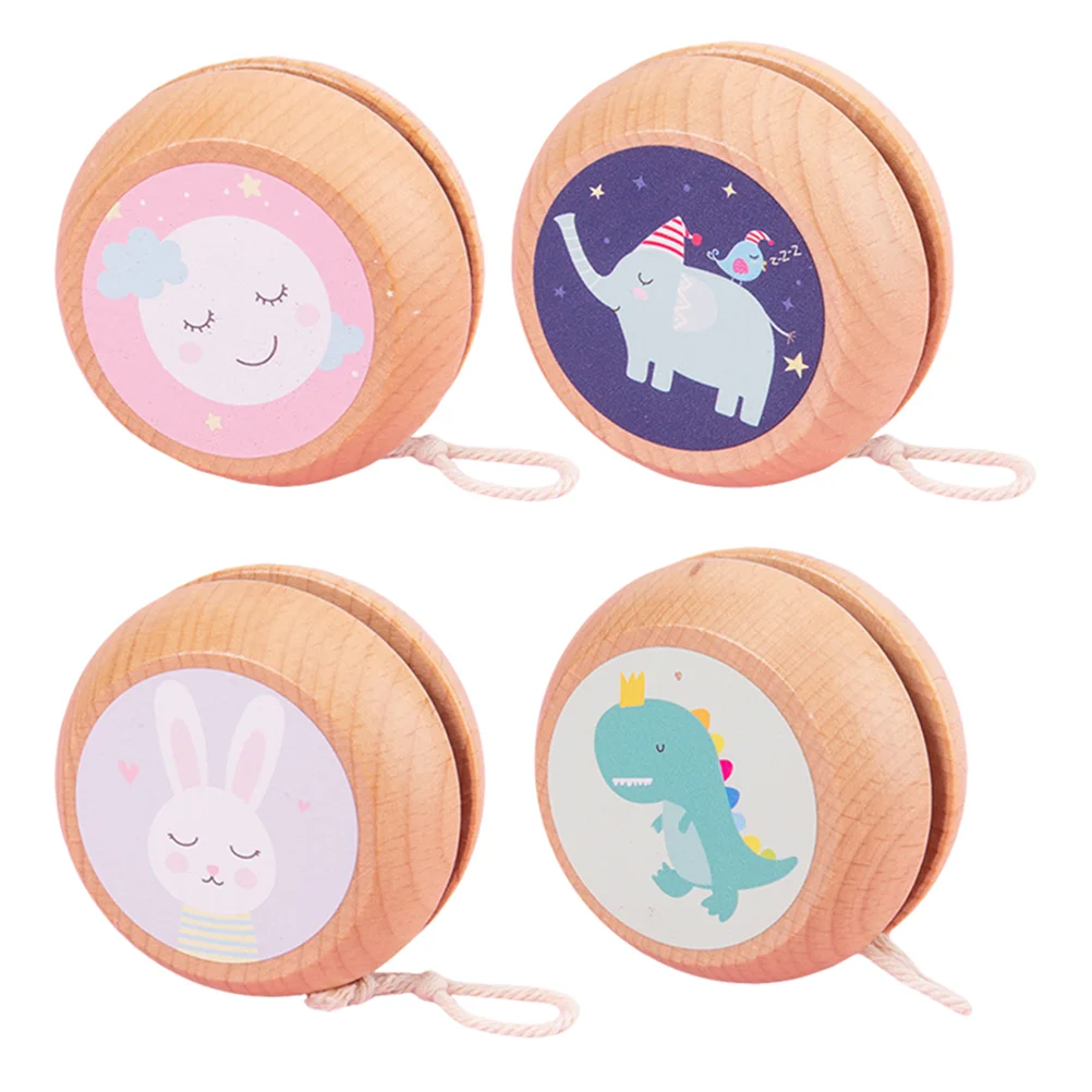 

4pcs Wooden- Cat yoyo Classic- for Kids Gifts ( Elephant Rabbit Moon Pattern )
