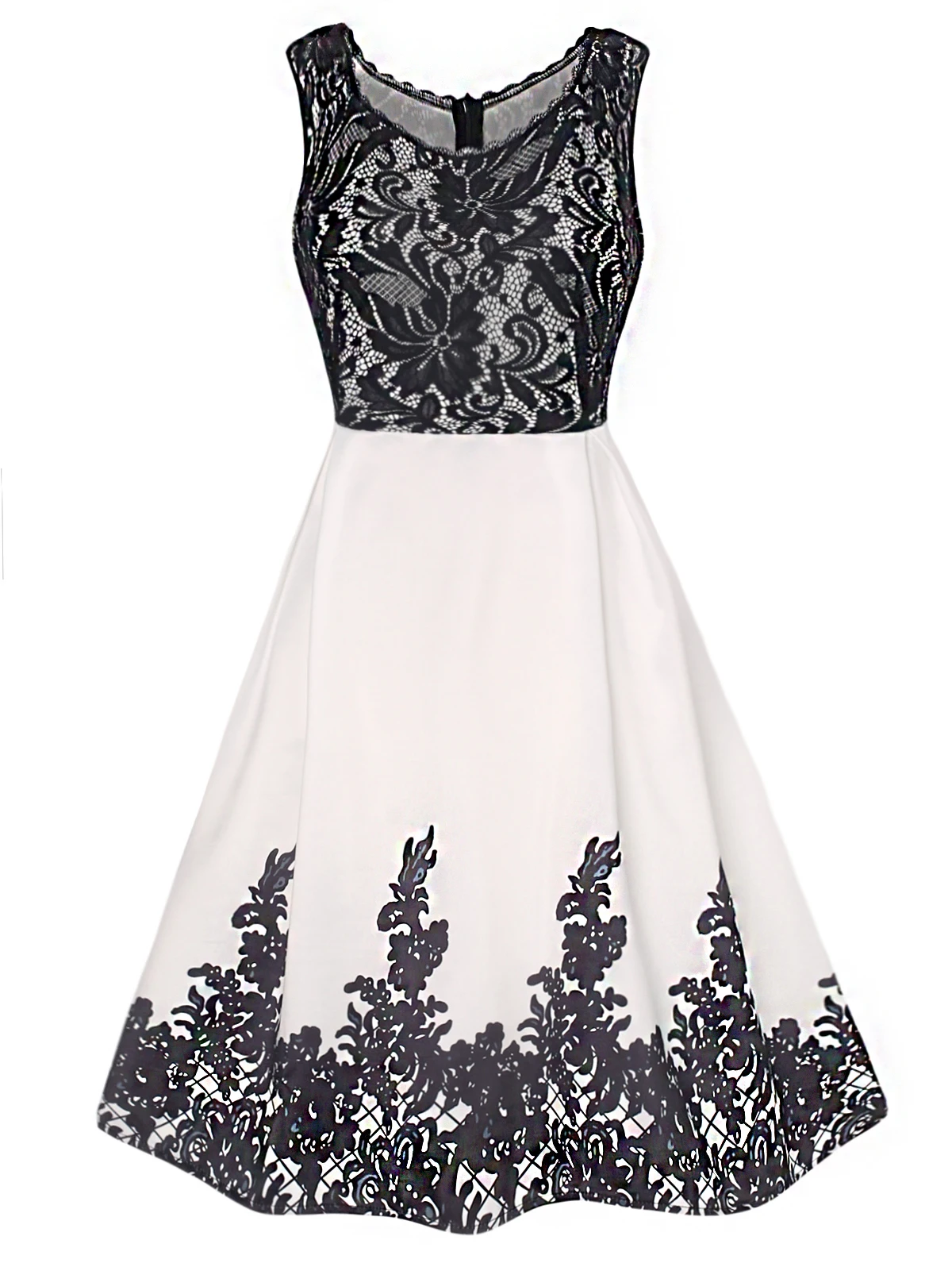 

Floral Lace Panel Printed A Line Midi Party Dress Summer Prom Vacation Resort Valentine Day Dresses