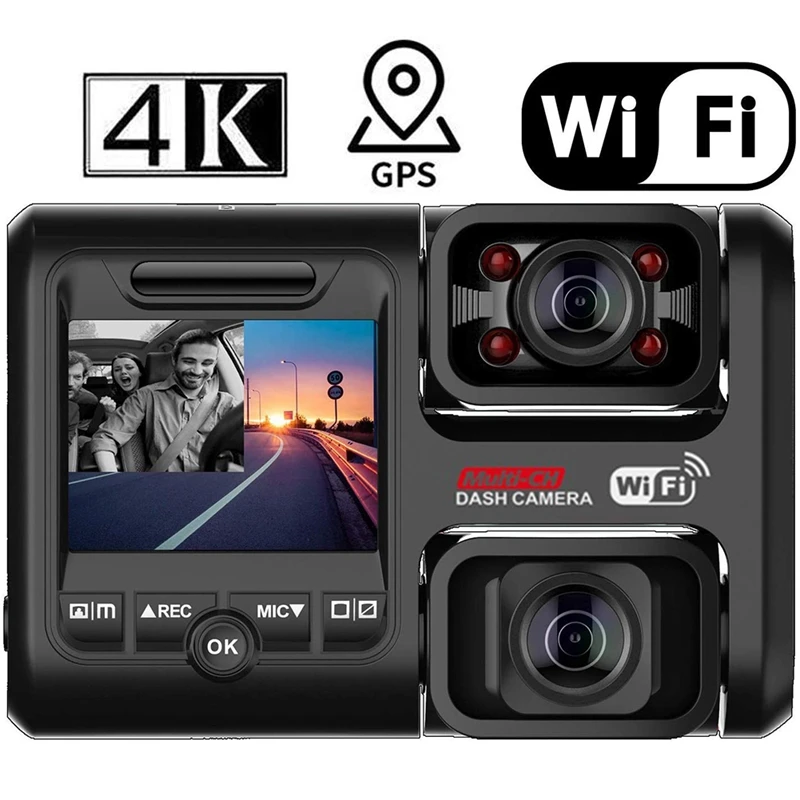 Видеорегистратор D30H с двумя объективами 4K 2160P Wi-Fi |