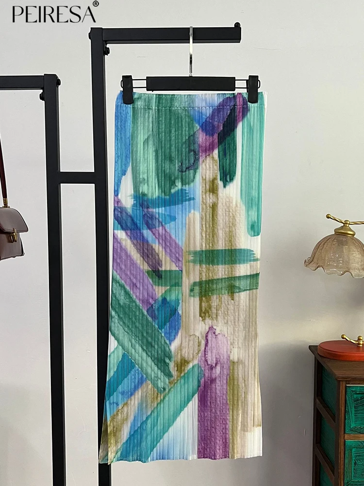 

Женская плиссированная юбка с принтом PEIRESA Miyake, корейская мода, повседневная стильная юбка миди с эластичным поясом, Новинка лета 2023