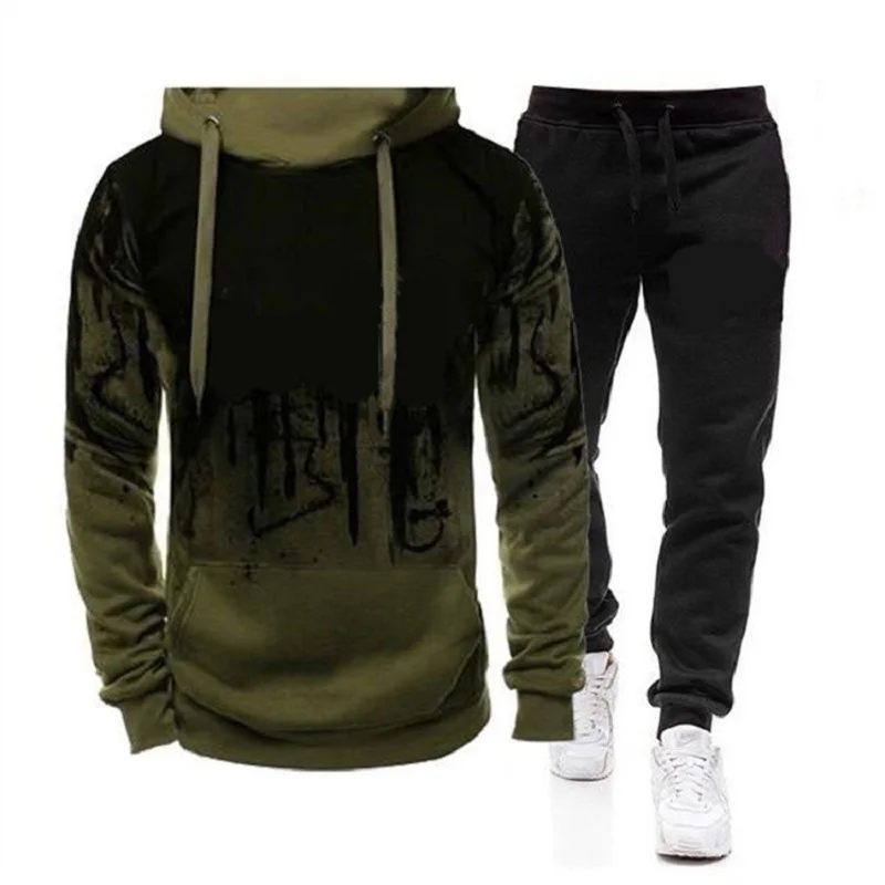 

New Men's Sportswear Set Hoodie + Pants 2022 Fall/Winter Warm Sportswear Men's Outdoors Streetwear Set