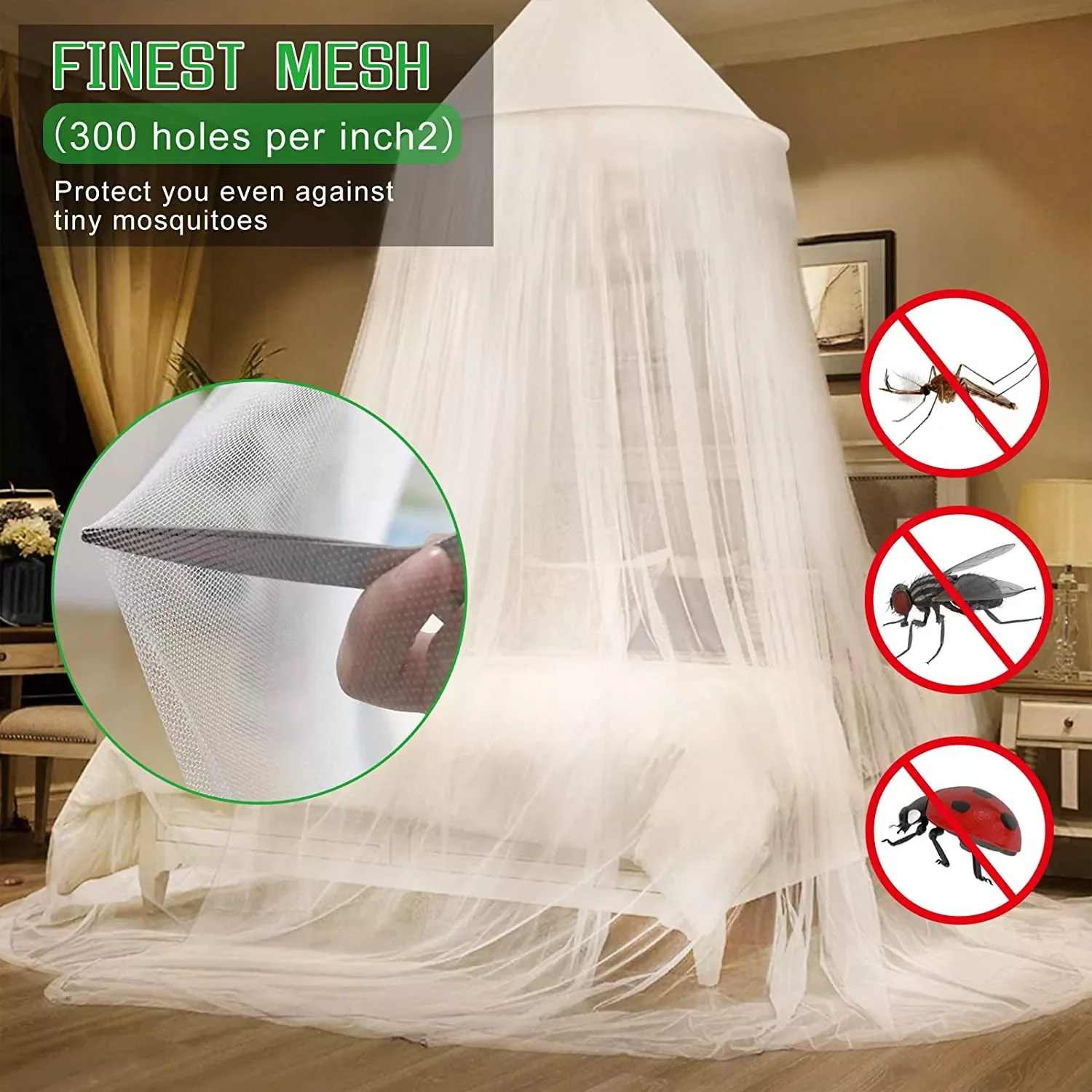 Canopy Mosquito Net Anti-Mosquito Kids Room Decor Crown Round Screen Canopy Insect Bed Voile Camping  Hanging Net Home Decor