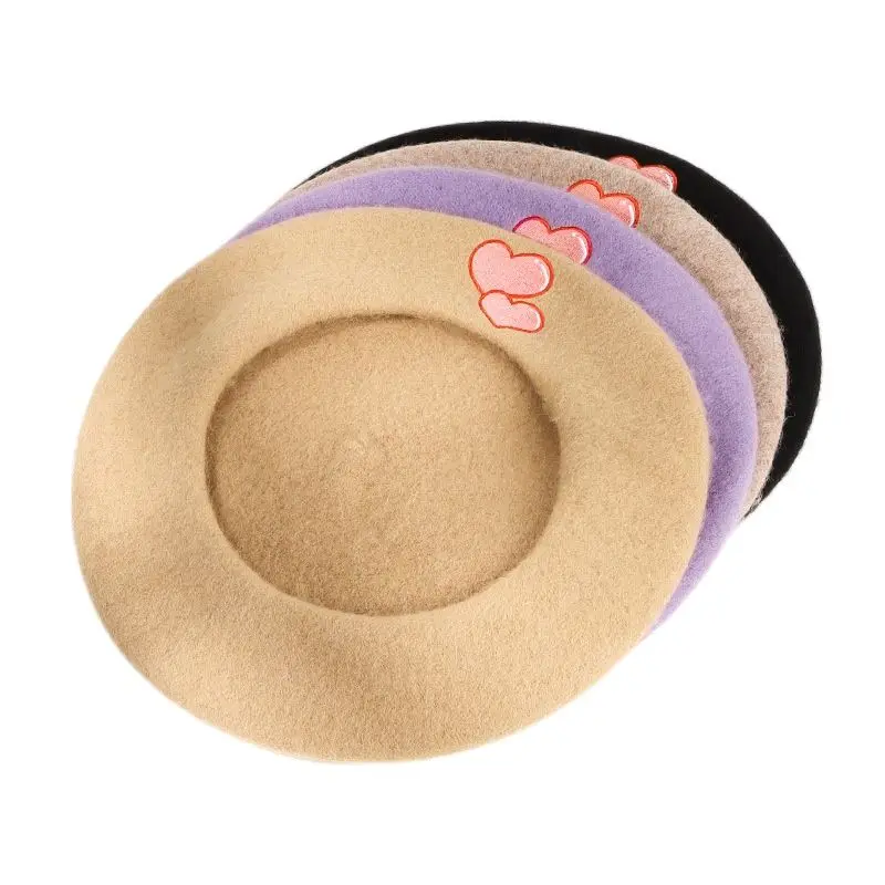 

Зимние шапки VISROVER, кашемировая шерстяная шапка для вечерние, изящный роскошный брендовый берет с надписью Love для женщин, однотонный высокок...