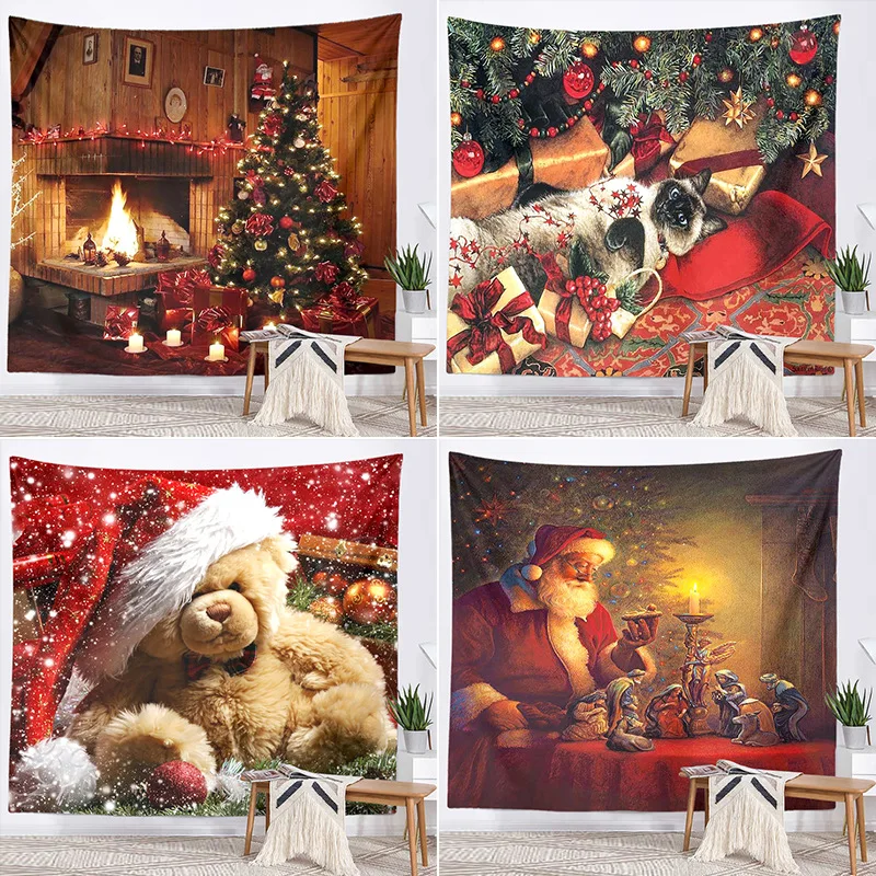 

Home Decoration Christmas Wall Tapestry Tapestry Santa Claus Gift Christmas Tree Printing Polyester Polish Tapestry tapiz