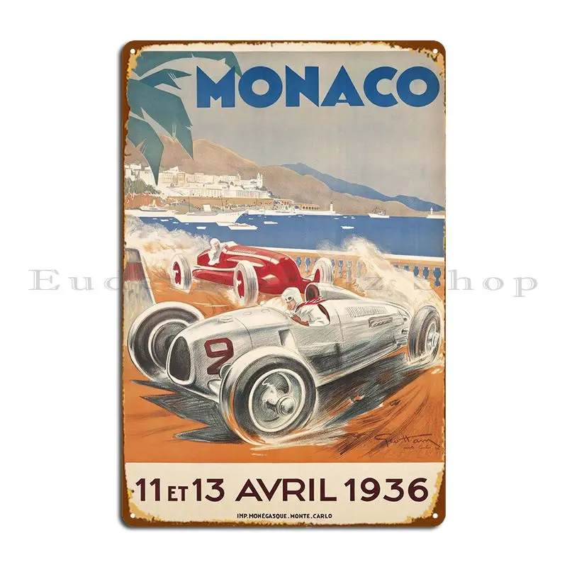 

Monaco Grand Prix 1937 Metal Plaque Poster Printing Wall Cave Create Cinema Pub Tin Sign Poster
