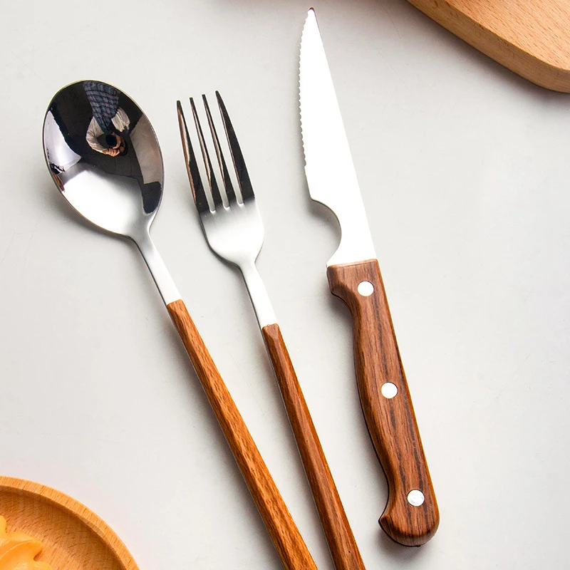 

12/16pcs Stainless Steel Cutlery Set Plastic Handle Dinnerware Clamp Western Tableware Knife Fork Tea Spoon Silverware Dinner