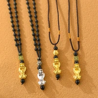 pixiu pendant necklace bring wealth and good luck charm necklace chinese feng shui faith obsidian stone beads necklaces jewelry