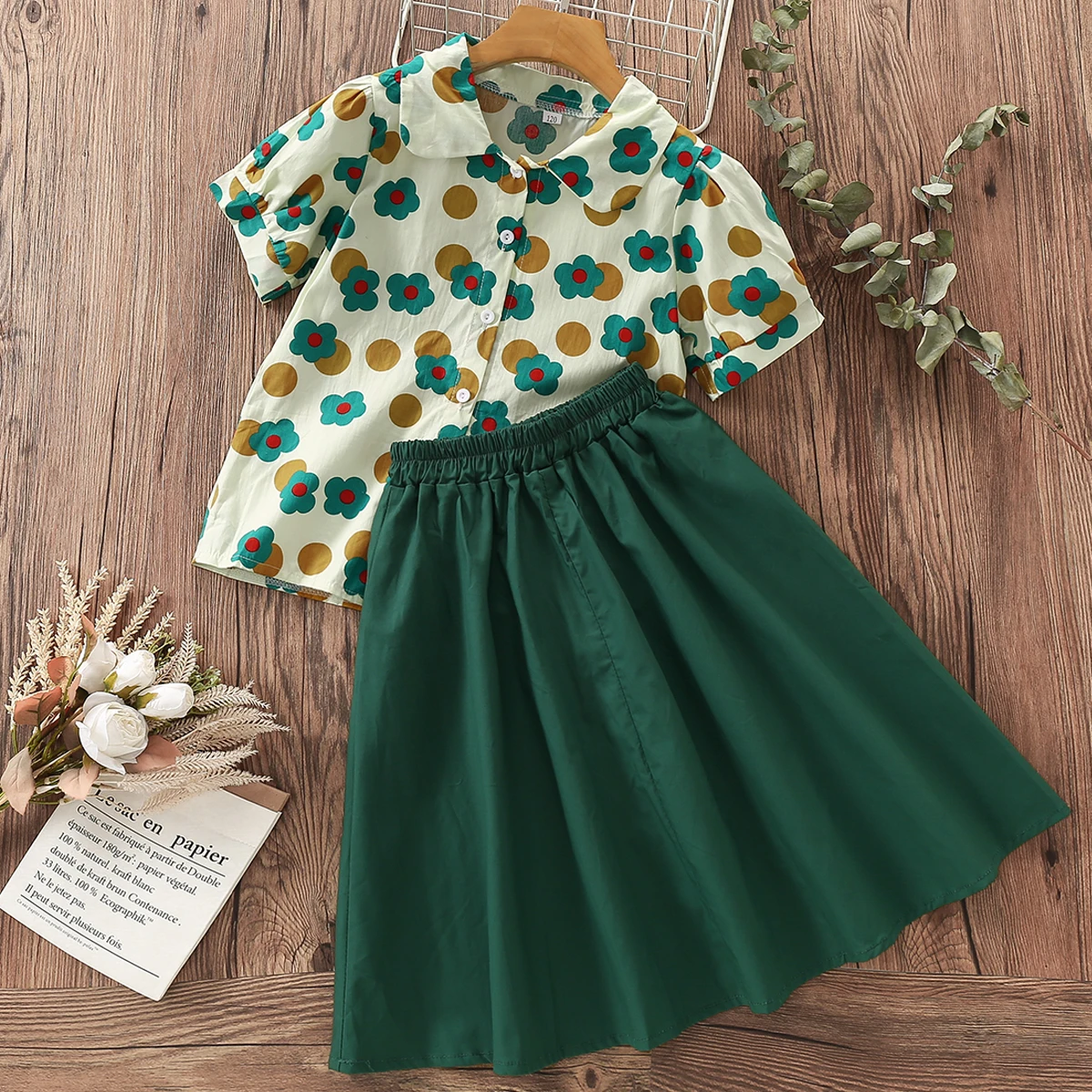 

Baby Kids Tracksuit Summer School Uniform Suits for Girls Sets Short Sleeve Print Child Outfit Shirt Pants 2pcs Toddle Costumes