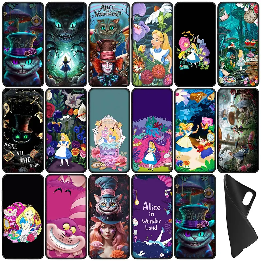 Alice in Wonderland Cat Case for OPPO A17 A15 A16 A3 Pro A40 A60 A80 A79 A95 A94 A74 A78 A58 A38 A57 4G 5G Phone Cover Casing