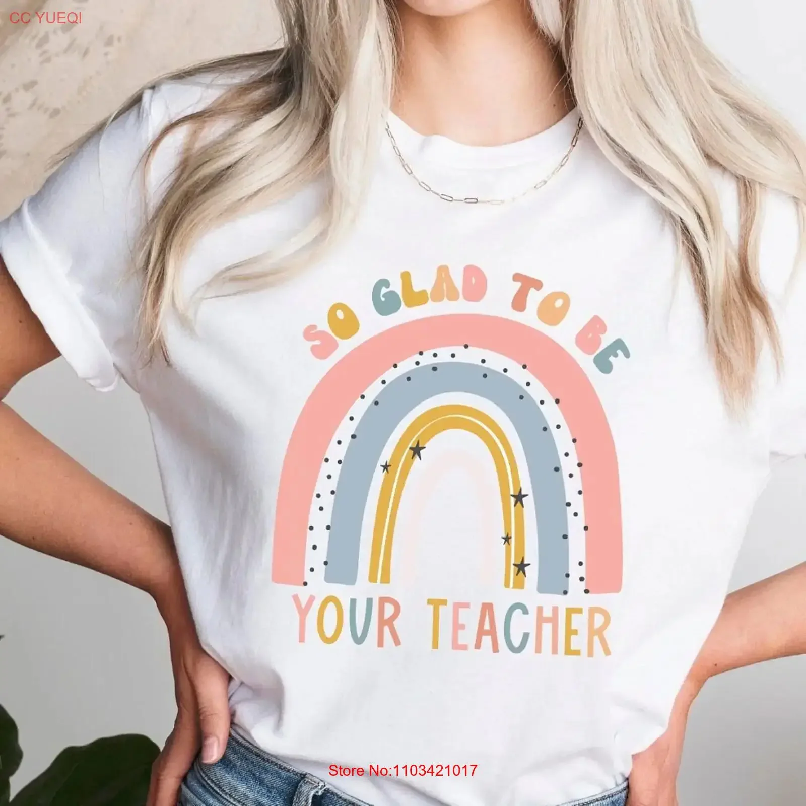 Фото Футболка So Glad To Be Your Teacher I'm You're Here First Day of School Elementary Ed K 6, винтажная стираная модная графика №1