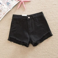 washed distressed short trouser female women summer fashion tassel jeans ripped casual korean zipper denim shorts streetwears