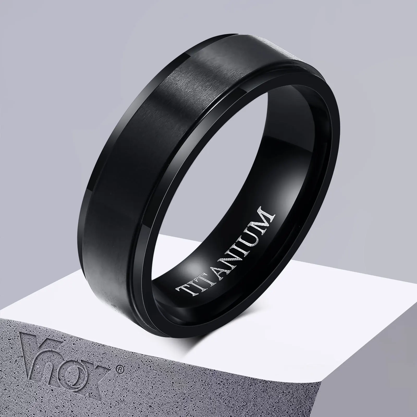

Vnox Classic Wedding Band Rings for Men Jewelry, 6MM Wide Black Titanium Metal Finger Ring, Anniversary Gift, US Size
