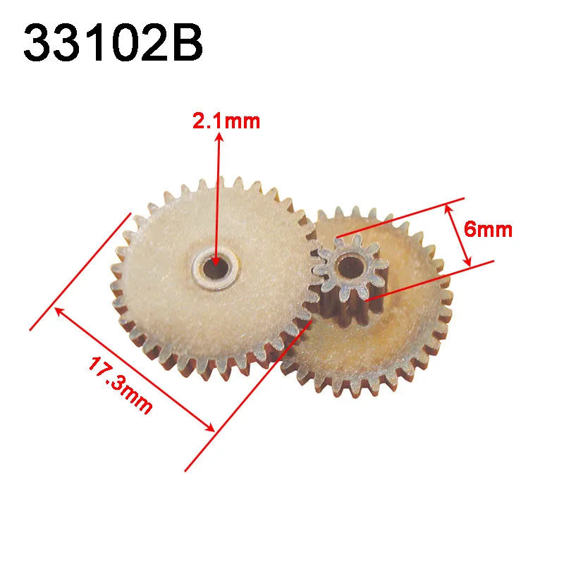

33102B 0,5 м сплав, двойная шестерня, большой 33 зубца OD = 17,3 мм, маленький 10 зубцов od = 6 мм, металлическая Шестерня 33 T + 10 T