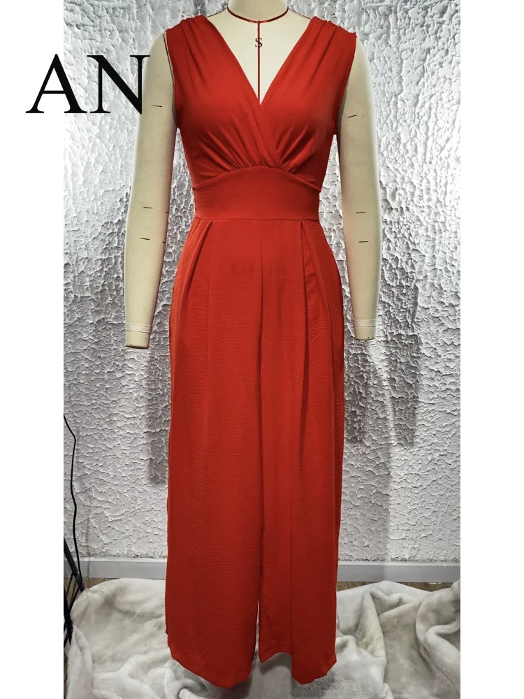 Jumpsuits for Women 2023 Fashion Summer New Slim Fit Jumpsuit Solid High Waist Slim Straight Leg Wide Leg Pants Women Clothing