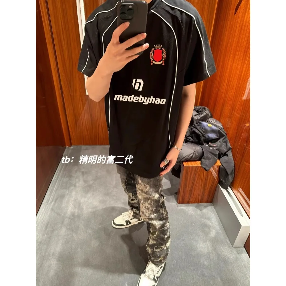 NIGO винтажная футбольная рубашка с вышивкой и короткими рукавами для мужчин