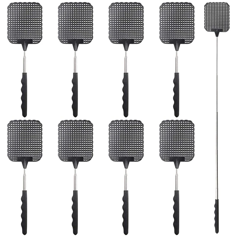 

9 Упаковок выдвижных мухобойников, выдвижная ручка из нержавеющей стали, подходит для дома, учебного класса и офиса