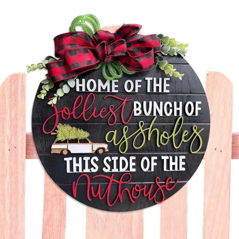 

Рождественский знак приветствия, сумасшедший Рождественский праздник, забавная дверная вешалка, подвесные украшения для входной двери, ро...