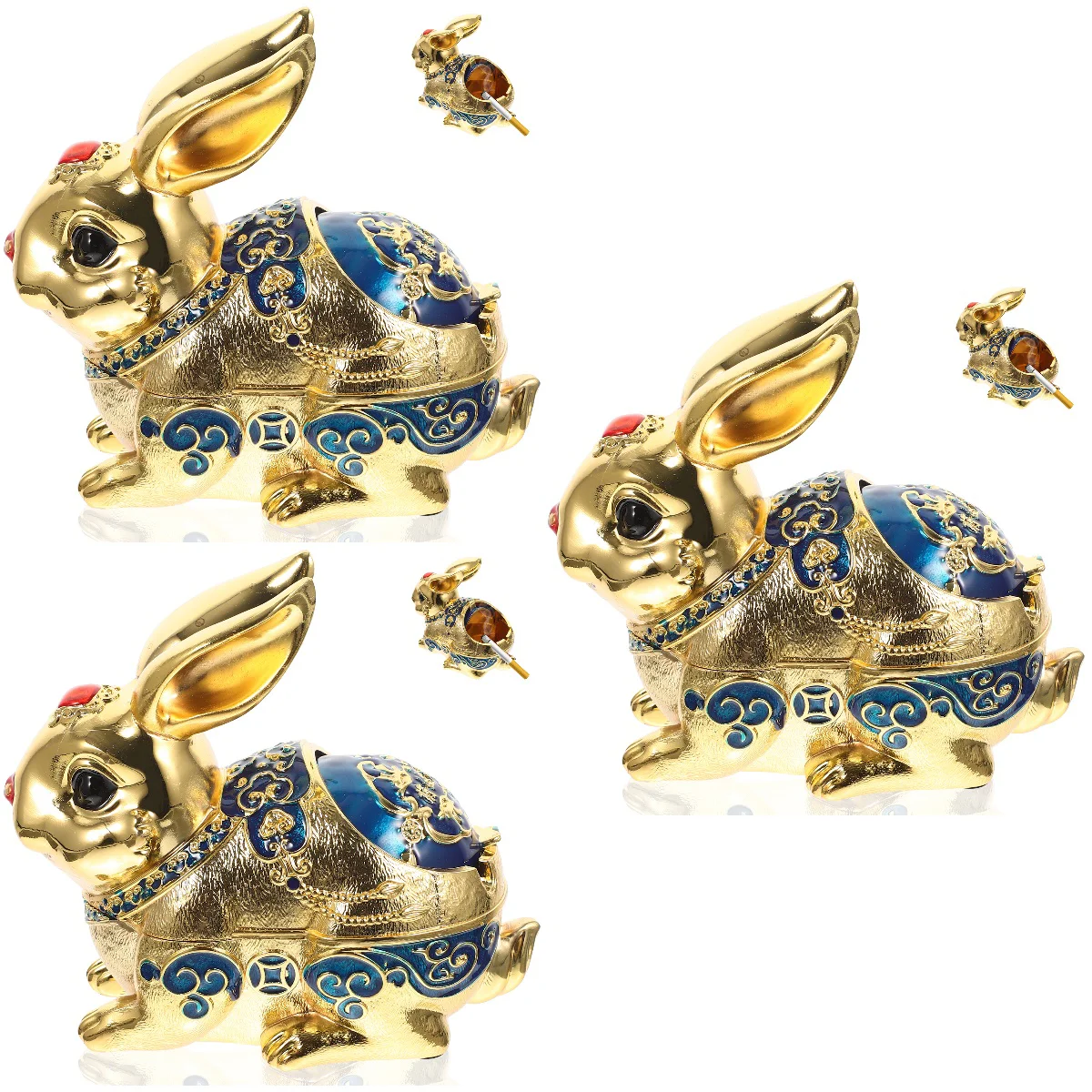 

3pcs Rabbit Shape Tray Desktop Ashtray Household Ashtray Office Accessory