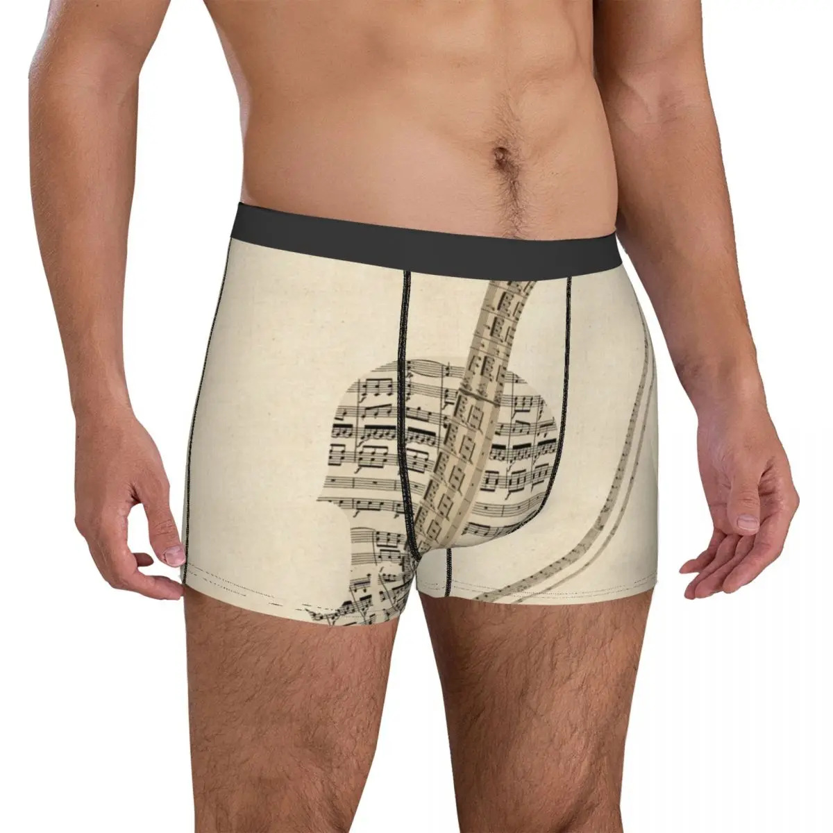 

Violin Underwear Violin Old Sheet Music Breathable Panties Customs Boxer Brief 3D Pouch Man Oversize Boxer Shorts