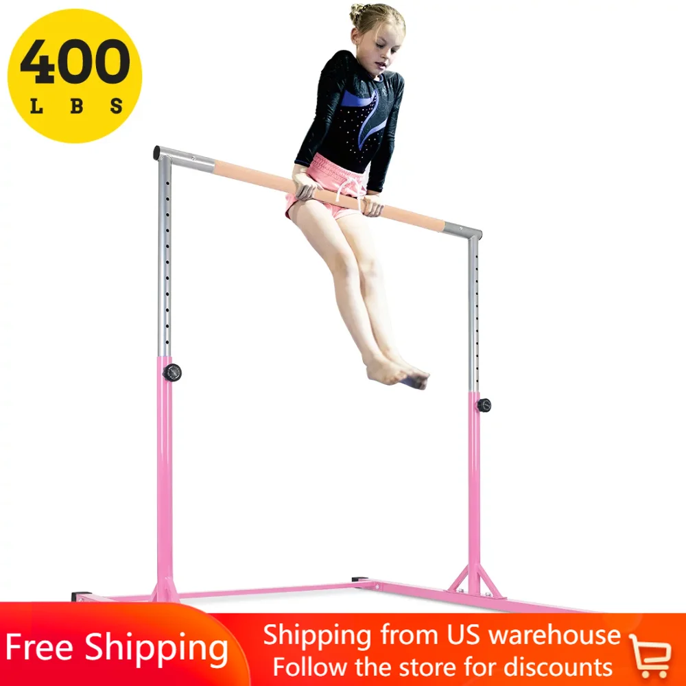 

Free shipping Zupapa Gymnastic Bar, Adjustable Height 3'-5' Junior Pro Gym Bar
