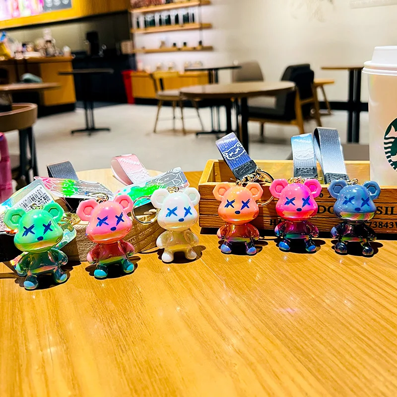 Модный мультяшный аниме граффити градиентный медведь кукла брелок Хамелеон